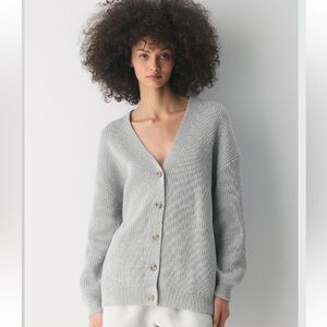 Aritzia Tna Wool Sweater Cardigan Chunky Oversized Gray Size Large